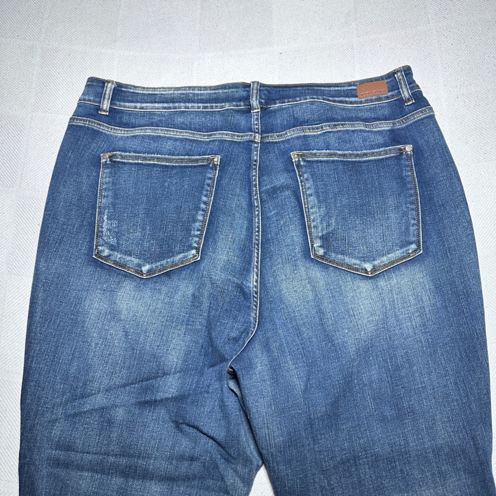 Judy Blue Skinny Jeans Women 24W‎ Raw Released Hem Side Slit Medium Wash Blue - Picture 8 of 16